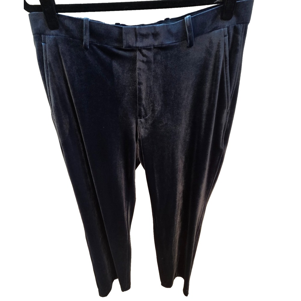 INC International Concepts Womens 31 Blue Velvet Pants Slim Straight Dress Goth